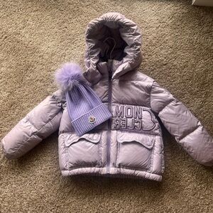 Little Girls Moncler Puffer Coat With Matching Hat Size 6